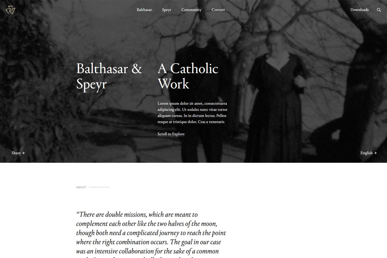 Balthasar & Speyr Home Page Design Layout
