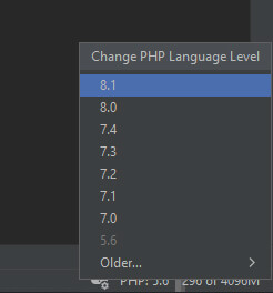 How To Change Current Project PHP Version in JetBrains PhpStorm 2022.2.2 - Change PHP Version From Status Bar